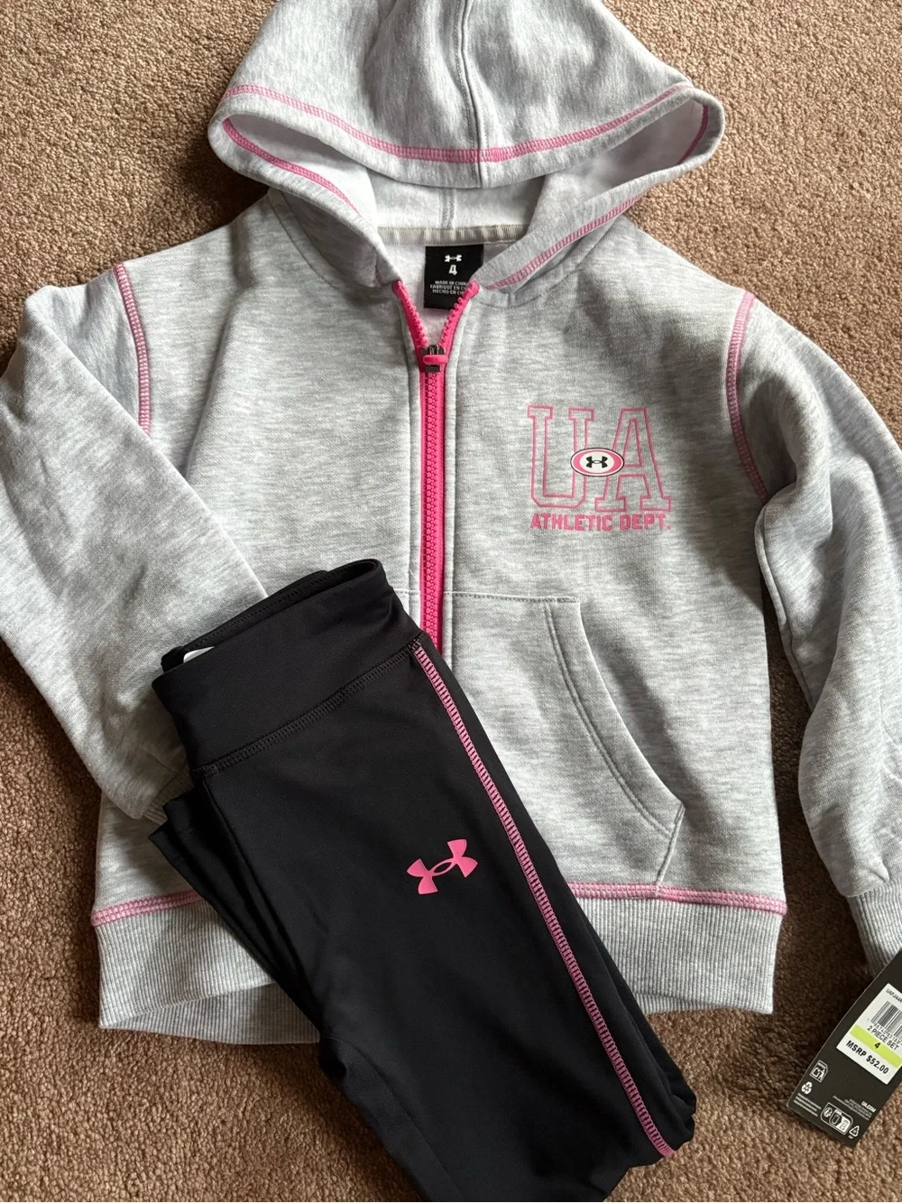 Under Armour Kids Girls hooded jacket pants cute soft set bundle lot size 4 NWT